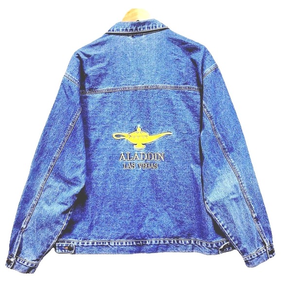 aladdin Other - Vintage Aladdin Las‎ Vegas Hotel Casino Denim Jacket XXL Blue Genie Lamp Trucker